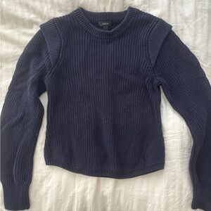 Aqua Women's Navy 100% Cotton Crew Neck Sweater